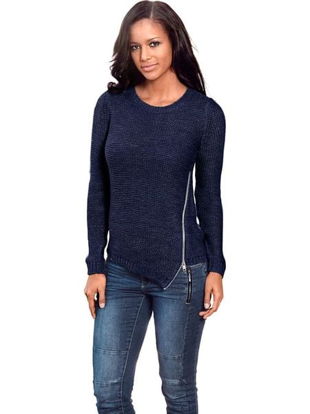 Heine Sweter w kolorze granatowym rozmiar: 40. Niebieskie swetry Heine, bez wzorów, prążkowane, bez ramiączek. Za 64.95 zł.