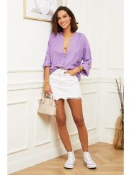 Naturelle en lin Lniana bluzka "Barcelona" w kolorze fioletowym rozmiar: 40/42. Różowe bluzki Naturelle en lin, bez wzorów, z koronki, klasyczne, bez kołnierzyka, bez ramiączek. Za 161.95 zł.