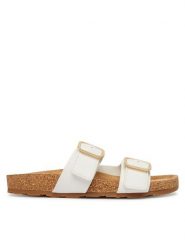 Tommy Hilfiger Klapki Double Strap Cork Sandals FW0FW09118 Biały. Białe klapki TOMMY HILFIGER, bez wzorów, ze skóry, bez obcasa. Za 409.99 zł.