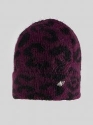 4F Czapka zimowa damska - burgundowa Uniwersalny. Czerwone czapki 4f, bez wzorów, z dzianiny. Za 59.99 zł.