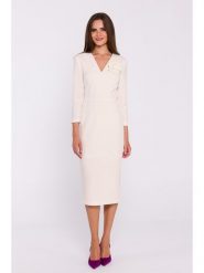 Stylove Sukienka w kolorze kremowym rozmiar: M. Brązowe sukienki Stylove, na co dzień, m, z aplikacjami, bez kołnierzyka, bez ramiączek, maxi, proste. Za 339.45 zł.