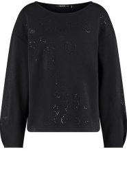 TAIFUN Bluza w kolorze czarnym rozmiar: 36. Czarne bluzy Taifun, bez wzorów, bez kaptura. Za 154.07 zł.