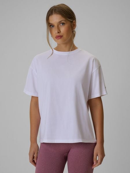 4F T-shirt loose gładki damski - biały S. Białe t-shirty 4f, s, bez wzorów, z bawełny, bez kołnierzyka, bez ramiączek. Za 79.99 zł.