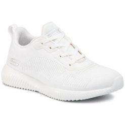 Skechers BOBS 32504 WHT Biały. Białe obuwie sportowe Skechers, z materiału, bez zapięcia. Za 229.99 zł.