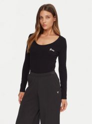Guess Body V5BP09 KCBF1 Czarny Slim Fit. Czarne body Guess, xxs, z aplikacjami, z bawełny. Za 169.99 zł.