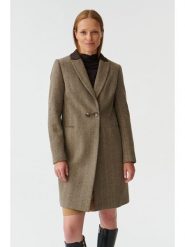 TATUUM Płaszcz przejściowy w kolorze beżowym rozmiar: 38. Brązowe płaszcze Tatuum, bez wzorów, z wełny, bez kaptura. Za 144.58 zł.