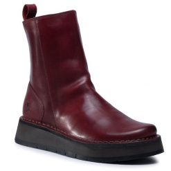 Botki Fly London. Czerwone botki Fly London, bez wzorów, bez obcasa, na płaskiej podeszwie, bez zapięcia. Za 679.99 zł.