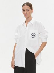 Tommy Hilfiger Koszula Varsity WW0WW39682 Biały Oversize. Białe koszule TOMMY HILFIGER, l, bez wzorów, z bawełny, bez kołnierzyka, bez ramiączek. Za 239.99 zł.