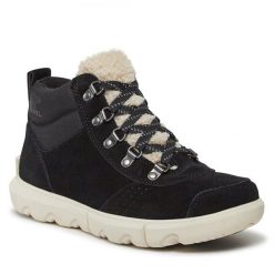 Botki Sorel. Czarne botki Sorel, bez wzorów, bez obcasa, na płaskiej podeszwie, bez zapięcia. Za 649.99 zł.
