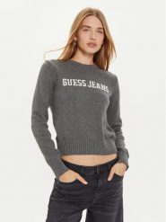 Guess Jeans Sweter W4BR10 Z3HM1 Szary Regular Fit. Szare swetry Guess Jeans, m, z aplikacjami, z bawełny, bez ramiączek. Za 199.99 zł.