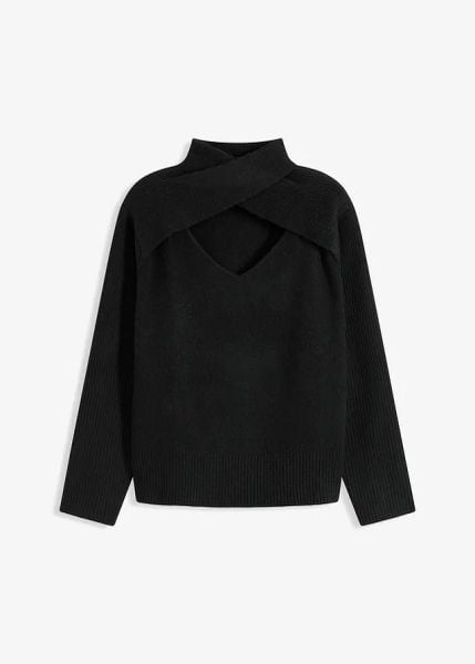 Sweter. Czarne swetry bonprix, bez wzorów, bez ramiączek. Za 129.99 zł.