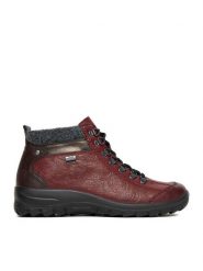 Rieker Botki CEO-L7144-35 Bordowy. Czerwone botki Rieker, bez wzorów, z materiału, bez obcasa, na płaskiej podeszwie, bez zapięcia. Za 379.99 zł.