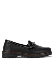 Rieker Lordsy 54862-01 Czarny. Czarne lordsy Rieker, bez wzorów, ze skóry, bez obcasa, bez zapięcia. Za 271.00 zł.