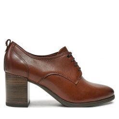 Półbuty Tamaris. Brązowe czółenka Tamaris, bez wzorów, bez obcasa, na obcasie, bez zapięcia. Za 319.99 zł.