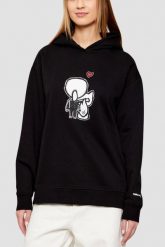 KARL LAGERFELD Czarna damska bluza z nadrukiem Ikon Valentine, Rozmiar L. Czarne bluzy KARL LAGERFELD, l, bez wzorów, bez kaptura. W wyprzedaży za 699.99 zł.