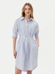 JOOP! Jeans Sukienka koszulowa Dua 30046173 Błękitny Relaxed Fit. Niebieskie sukienki Joop! Jeans, m, bez wzorów, z bawełny, bez kołnierzyka, bez ramiączek, koszulowe. Za 439.99 zł.