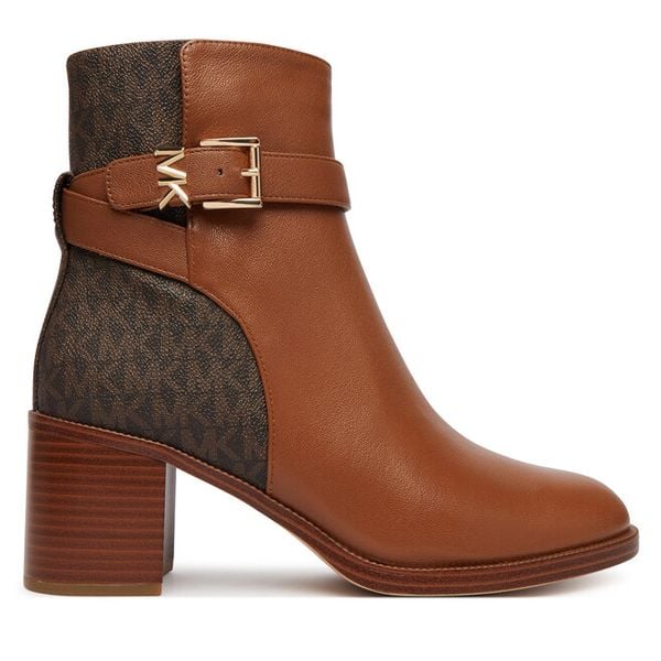 Botki MICHAEL Michael Kors. Brązowe botki MICHAEL Michael Kors, bez wzorów, bez obcasa, na słupku, bez zapięcia. Za 1,129.00 zł.
