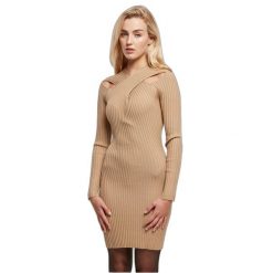 Damska sukienka z dzianiny w prążki Urban Classics. Brązowe sukienki Urban Classics, xl, bez wzorów, z dzianiny, eleganckie, bez kołnierzyka, bez ramiączek, sportowe. Za 305.50 zł.