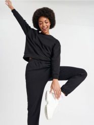 Bluza bawełniana - czarny. Czarne bluzy Sinsay, l, bez wzorów, z bawełny, bez kaptura. W wyprzedaży za 17.99 zł.