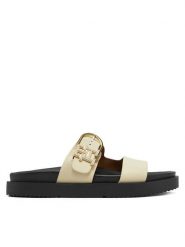 Tommy Hilfiger Klapki FW0FW08512 Écru. Klapki TOMMY HILFIGER, bez wzorów, ze skóry, bez obcasa. Za 469.99 zł.