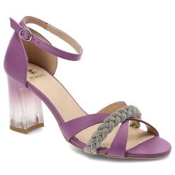 Fioletowe Sandały Kordel Eleganckie Buty Na Obcasie. Fioletowe sandały Kordel, z aplikacjami, ze skóry, eleganckie, bez obcasa, na obcasie, bez zapięcia. Za 395.99 zł.