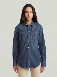 G-Star Koszula dżinsowa - Slim fit - w kolorze granatowym rozmiar: XL. Niebieskie koszule G-Star, xl, bez wzorów, z bawełny, retro, bez kołnierzyka, bez ramiączek. Za 170.47 zł.