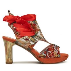 Sandały Laura Vita. Pomarańczowe sandały Laura Vita, bez wzorów, bez obcasa, na słupku, bez zapięcia. Za 369.99 zł.