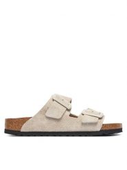 Birkenstock Klapki Arizona Cushion Buckle 1033088 Kremowy. Białe klapki Birkenstock, bez wzorów, ze skóry, bez obcasa. Za 629.99 zł.
