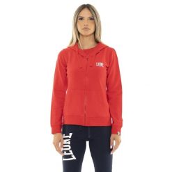 Bluza z bawełna z kaptur na co dzień na siłownię. Czerwone bluzy LEONE 1947 APPAREL, bez wzorów, z bawełny, bez kaptura. W wyprzedaży za 164.19 zł.