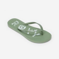 Japonki damskie Roxy To The Sea. Zielone klapki Roxy, bez wzorów, z kauczuku, bez obcasa. Za 89.99 zł.