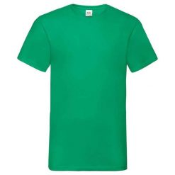 Koszulka Unisex Dla Dorosłych Z Dekoltem W Szpic. Zielone bluzki FRUIT OF THE LOOM, xl, bez wzorów, sportowe, bez kołnierzyka, bez ramiączek. Za 39.99 zł.
