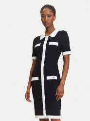 KARL LAGERFELD Sukienka dzianinowa A3W13036 Czarny Slim Fit. Czarne sukienki KARL LAGERFELD, m, bez wzorów, z dzianiny, bez kołnierzyka, bez ramiączek. Za 1,099.00 zł.