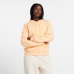 Bluza damska New Balance WT41507PAE – pomarańczowa. Brązowe bluzy New Balance, m, bez wzorów, z bawełny, z kapturem. Za 149.99 zł.