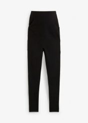 Legginsy ciążowe termiczne, Slim Fit. Czarne legginsy bonprix, bez wzorów, z dżerseju. Za 147.99 zł.