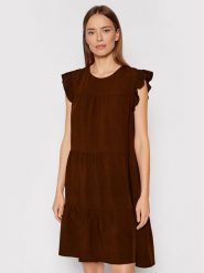 Rinascimento Sukienka letnia CFC0103416003 Brązowy Regular Fit. Brązowe sukienki Rinascimento, na lato, s, bez wzorów, ze lnu, bez kołnierzyka, bez ramiączek. Za 209.99 zł.