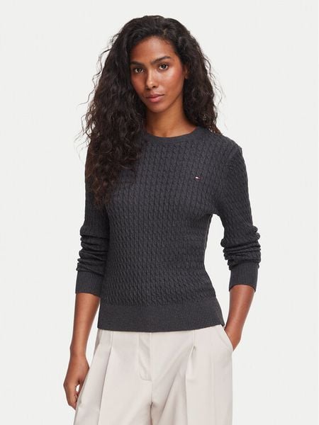 Tommy Hilfiger Sweter WW0WW44993 Szary ciemny Regular Fit. Szare swetry TOMMY HILFIGER, s, bez wzorów, z bawełny, bez ramiączek. Za 476.99 zł.