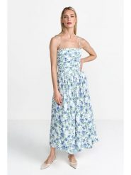 Rich & Royal Sukienka w kolorze biało-błękitnym rozmiar: 38. Białe sukienki Rich & Royal, bez wzorów, bez kołnierzyka, bez ramiączek, maxi. Za 332.52 zł.