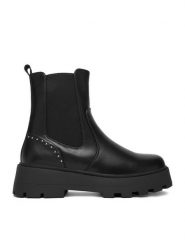 DeeZee Botki HX22086-60 Czarny. Czarne botki DeeZee, bez wzorów, z materiału, bez obcasa, na płaskiej podeszwie, bez zapięcia. Za 199.99 zł.