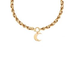 Naszyjnik Łańcuch No.2 o długości 40 cm z zawieszką Lune. Białe naszyjniki Lilou, pozłacane. Za 495.00 zł.