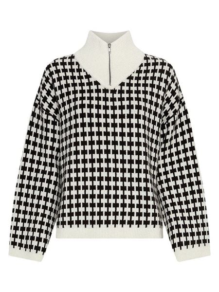 MOSS COPENHAGEN Sweter "Amaria" w kolorze biało-czarnym rozmiar: XS/S. Białe swetry Moss Copenhagen, s, bez wzorów, bez ramiączek. Za 177.94 zł.