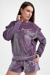 Bluza damska welurowa EA7 EMPORIO ARMANI. Bluzy EA7 Emporio Armani, xs, bez wzorów, z weluru, bez kaptura. W wyprzedaży za 376.42 zł.