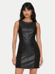 ONLY Sukienka skórzana Rafia 15330045 Czarny Slim Fit. Czarne sukienki Only, m, bez wzorów, ze skóry, bez kołnierzyka, bez ramiączek. Za 229.99 zł.