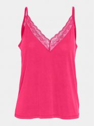 Vero Moda Top Imila 10307232 Różowy Regular Fit. Czerwone topy Vero Moda, s, bez wzorów, z syntetyku, bez kołnierzyka, bez ramiączek. Za 59.99 zł.