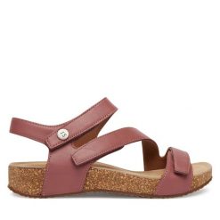 Sandały Josef Seibel. Czerwone sandały Josef Seibel, bez wzorów, bez obcasa, na płaskiej podeszwie, bez zapięcia. Za 389.99 zł.