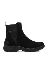 Rieker Botki CEO-Z7269-00 Czarny. Czarne botki Rieker, bez wzorów, ze skóry, bez obcasa, na płaskiej podeszwie, bez zapięcia. Za 429.99 zł.