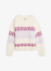 Sweter z norweskim wzorem. Niebieskie swetry bonprix, bez wzorów, bez ramiączek. Za 129.99 zł.