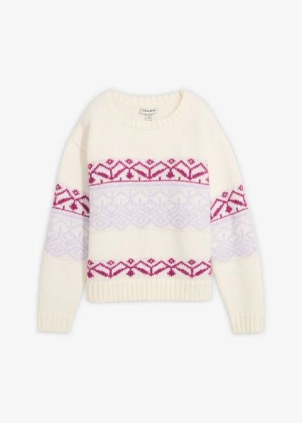 Sweter z norweskim wzorem. Niebieskie swetry bonprix, bez wzorów, bez ramiączek. Za 129.99 zł.