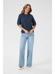 Kaffe Koszulka polo w kolorze granatowym rozmiar: L. Niebieskie bluzki Kaffe, l, bez wzorów, bez kołnierzyka, bez ramiączek. Za 71.95 zł.