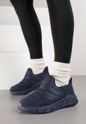Granatowe Pikowane Sneakersy Śniegowce na Grubej Tłoczonej Platformie Verta. Niebieskie trapery i śniegowce Born2be, z jeansu. Za 69.99 zł.