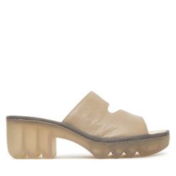 Klapki Fly London. Brązowe klapki Fly London, bez wzorów, bez obcasa. Za 339.99 zł.